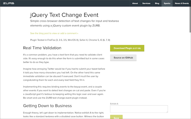 jQuery Text Events | Playground from ZURB